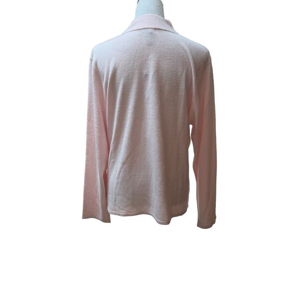 Cable Knit Mock Neck Sweater Long Sleeve Pink Soft Knitwear Top - Picture 3 of 7
